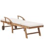 Sonnenliegen mit Kissen, 2 Stück, massives cremefarbenes Teakholz von vidaXL, Liegen - Ref: Foro24-3054633, Preis: 691,65 €, ...