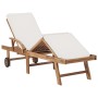 Sun loungers with cushion 2 pcs solid cream teak wood by vidaXL, Loungers - Ref: Foro24-3054633, Price: 691,65 €, Discount: %