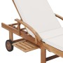 Sonnenliegen mit Kissen, 2 Stück, massives cremefarbenes Teakholz von vidaXL, Liegen - Ref: Foro24-3054633, Preis: 691,65 €, ...