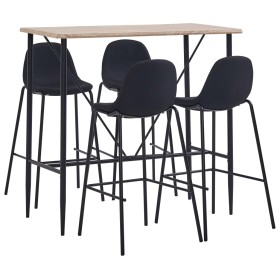 High table and stools set 5 pieces black fabric by vidaXL, Furniture sets for kitchens and dining rooms - Ref: Foro24-3051192...