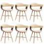 Dining chairs 6 pcs synthetic leather and cream curved wood by vidaXL, dining chairs - Ref: Foro24-279496, Price: 724,45 €, D...