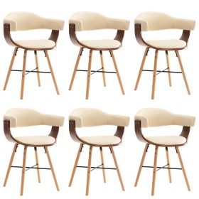 Dining chairs 6 pcs synthetic leather and cream curved wood by vidaXL, dining chairs - Ref: Foro24-279496, Price: 724,45 €, D...