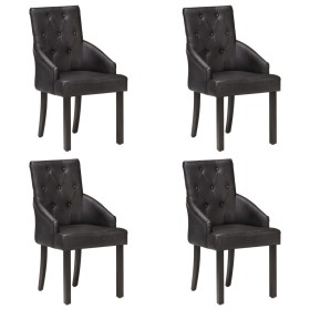 Dining chairs 4 units black genuine goat leather by vidaXL, dining chairs - Ref: Foro24-3056699, Price: 748,78 €, Discount: %