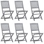 Garden dining set 7 pieces solid gray acacia wood by vidaXL, Garden sets - Ref: Foro24-3057874, Price: 440,99 €, Discount: %