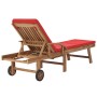 Sonnenliegen mit Kissen 2 Einheiten massives Teakholz rot von vidaXL, Liegen - Ref: Foro24-3054637, Preis: 470,39 €, Rabatt: %