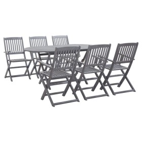 7-piece solid acacia wood garden dining set in gray. by vidaXL, Garden sets - Ref: Foro24-278923, Price: 422,48 €, Discount: %