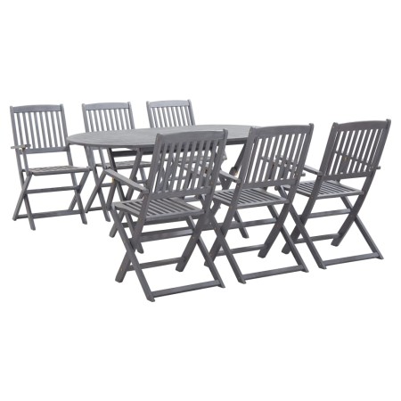 7-piece solid acacia wood garden dining set in gray. by vidaXL, Garden sets - Ref: Foro24-278923, Price: 420,99 €, Discount: %