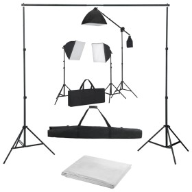 Fotostudio-Set mit Softbox-Scheinwerfern und Hintergrund von vidaXL, Blitze und Studiobeleuchtung - Ref: Foro24-3055074, Prei...