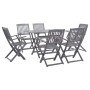 Garden dining set 7 pieces solid gray acacia wood by vidaXL, Garden sets - Ref: Foro24-278922, Price: 405,34 €, Discount: %