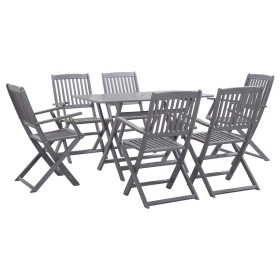 Garden dining set 7 pieces solid gray acacia wood by vidaXL, Garden sets - Ref: Foro24-278922, Price: 403,99 €, Discount: %