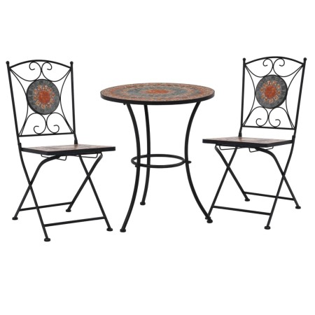 3-piece bistro table and chairs set orange/gray ceramic mosaic by vidaXL, Garden sets - Ref: Foro24-279691, Price: 222,99 €, ...