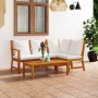 4-piece garden furniture set with cream cushions, made of solid acacia wood. by vidaXL, Garden sets - Ref: Foro24-3057771, Pr...