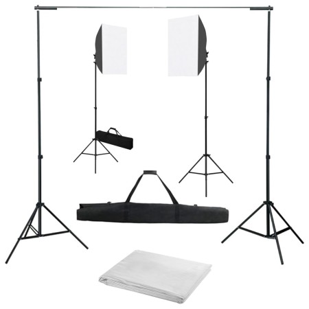 Fotostudio-Set mit Softbox-Lichtern und Hintergrund von vidaXL, Blitze und Studiobeleuchtung - Ref: Foro24-3055062, Preis: 17...