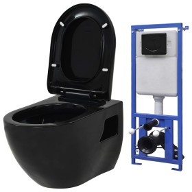 Wand-WC mit verstecktem Spülkasten aus schwarzer Keramik von vidaXL, Badezimmer - Ref: Foro24-3054479, Preis: 324,99 €, Rabat...