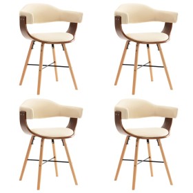 Dining chairs 4 pcs synthetic leather and cream curved wood by vidaXL, dining chairs - Ref: Foro24-279495, Price: 427,99 €, D...