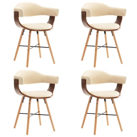 Dining chairs 4 pcs synthetic leather and cream curved wood by vidaXL, dining chairs - Ref: Foro24-279495, Price: 484,17 €, D...