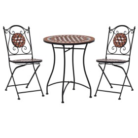 3-teiliger Bistrotisch und Stühle mit Terrakotta-Keramik-Mosaik von vidaXL, Gartensets - Ref: Foro24-279689, Preis: 194,99 €,...