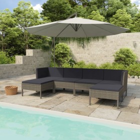 6-piece garden furniture set and gray synthetic rattan cushions by vidaXL, Garden sets - Ref: Foro24-3056964, Price: 566,99 €...