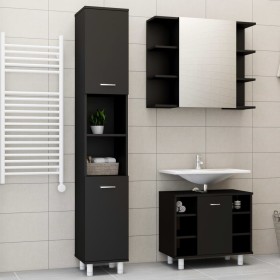 3-piece black engineered wood bathroom furniture set by vidaXL, Bathroom furniture - Ref: Foro24-3056953, Price: 184,16 €, Di...