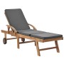 Sun loungers with cushion 2 pcs solid dark gray teak wood by vidaXL, Loungers - Ref: Foro24-3054634, Price: 699,67 €, Discoun...