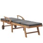 Sun loungers with cushion 2 pcs solid dark gray teak wood by vidaXL, Loungers - Ref: Foro24-3054634, Price: 699,67 €, Discoun...