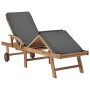 Sun loungers with cushion 2 pcs solid dark gray teak wood by vidaXL, Loungers - Ref: Foro24-3054634, Price: 699,67 €, Discoun...