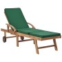 Solid teak wood sun loungers with 2 green cushions by vidaXL, Loungers - Ref: Foro24-3054635, Price: 454,16 €, Discount: %