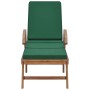 Solid teak wood sun loungers with 2 green cushions by vidaXL, Loungers - Ref: Foro24-3054635, Price: 454,16 €, Discount: %