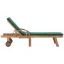 Solid teak wood sun loungers with 2 green cushions by vidaXL, Loungers - Ref: Foro24-3054635, Price: 454,16 €, Discount: %