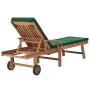 Solid teak wood sun loungers with 2 green cushions by vidaXL, Loungers - Ref: Foro24-3054635, Price: 454,16 €, Discount: %