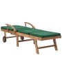 Solid teak wood sun loungers with 2 green cushions by vidaXL, Loungers - Ref: Foro24-3054635, Price: 454,16 €, Discount: %