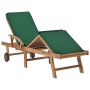 Solid teak wood sun loungers with 2 green cushions by vidaXL, Loungers - Ref: Foro24-3054635, Price: 454,16 €, Discount: %