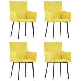 Dining chairs with armrests 4 pcs yellow fabric by vidaXL, dining chairs - Ref: Foro24-279706, Price: 274,99 €, Discount: %