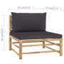 Garden furniture set 4 pieces bamboo and dark gray cushions by vidaXL, Garden sets - Ref: Foro24-3058206, Price: 423,99 €, Di...