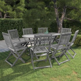 9-teiliges Garten-Esszimmerset aus massivem Akazienholz grau von vidaXL, Gartensets - Ref: Foro24-3057875, Preis: 505,99 €, R...