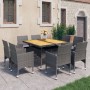 Garden dining set 9 pieces PE rattan and gray acacia wood by vidaXL, Garden sets - Ref: Foro24-3058343, Price: 643,07 €, Disc...