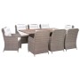 Set de comedor jardín 9 pzas y cojines ratán sintético marrón de vidaXL, Conjuntos de jardín - Ref: Foro24-3057801, Precio: 1...