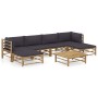 7-piece bamboo garden furniture set with dark gray cushions by vidaXL, Garden sets - Ref: Foro24-3058232, Price: 571,29 €, Di...