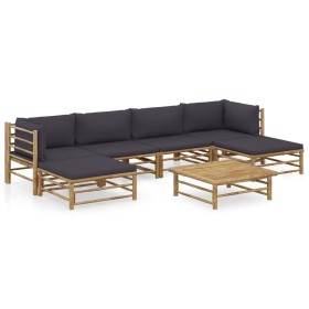 7-piece bamboo garden furniture set with dark gray cushions by vidaXL, Garden sets - Ref: Foro24-3058232, Price: 553,27 €, Di...