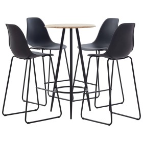 5-piece black plastic high table and stools set by vidaXL, Furniture sets for kitchens and dining rooms - Ref: Foro24-279807,...