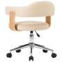 Silla de oficina giratoria madera curvada cuero sintético crema de vidaXL, Sillas de oficina - Ref: Foro24-3054838, Precio: 1...