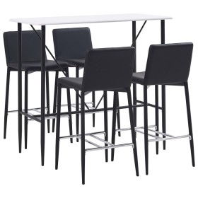 Juego de mesa alta y taburetes 5 piezas cuero sintético negro de vidaXL, muebles para cocinas y comedores - Ref: Foro24-27988...