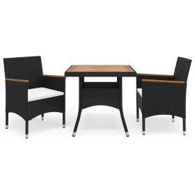 Garden furniture 3 pieces black synthetic rattan and acacia by vidaXL, Garden sets - Ref: Foro24-3058316, Price: 259,50 €, Di...