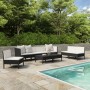 Set de muebles de jardín 9 pzas y cojines ratán sintético negro de vidaXL, Conjuntos de jardín - Ref: Foro24-3056970, Precio:...