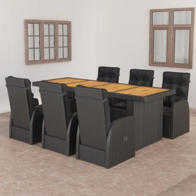 Juego de comedor de jardín 7 piezas ratán sintético negro de vidaXL, Conjuntos de jardín - Ref: Foro24-3059346, Precio: 1,00 ...