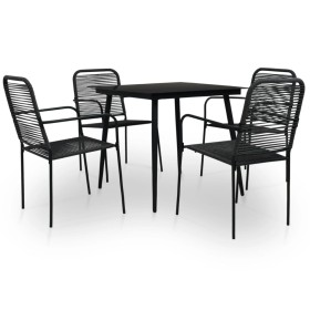 Set de comedor de jardín 5 pzas cuerda de algodón y acero negro de vidaXL, Conjuntos de jardín - Ref: Foro24-3058276, Precio:...