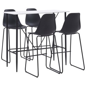 High table and 5 black plastic stools set by vidaXL, Furniture sets for kitchens and dining rooms - Ref: Foro24-279874, Price...