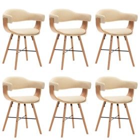 Dining chairs 6 pcs synthetic leather and cream curved wood by vidaXL, dining chairs - Ref: Foro24-279498, Price: 723,99 €, D...