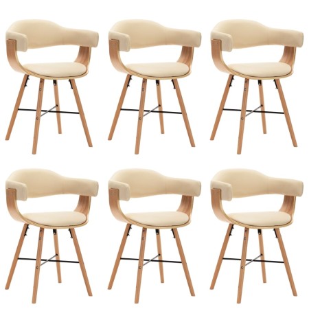 Dining chairs 6 pcs synthetic leather and cream curved wood by vidaXL, dining chairs - Ref: Foro24-279498, Price: 724,45 €, D...