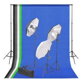 Photo studio kit with backdrop and light set by vidaXL, Flashes and studio lighting - Ref: Foro24-3051361, Price: 168,72 €, D...